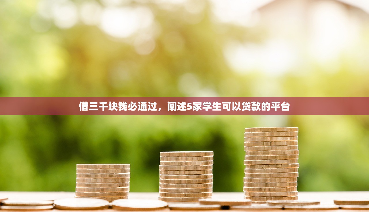 借三千块钱必通过，阐述5家学生可以贷款的平台
