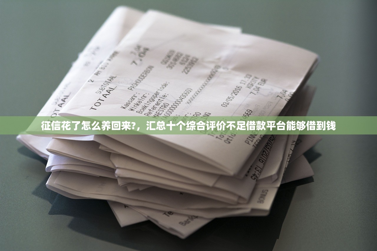 征信花了怎么养回来?，汇总十个综合评价不足借款平台能够借到钱