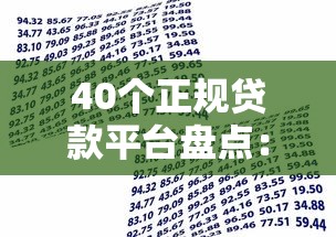 40个正规贷款平台盘点：不同资质人群的借贷攻略与注意事项