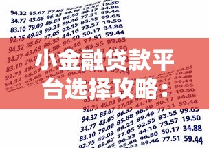 小金融贷款平台选择攻略：利率低、下款快、资质全解析