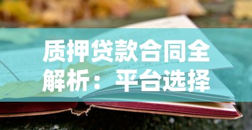 质押贷款合同全解析：平台选择、利率对比及风险防范指南