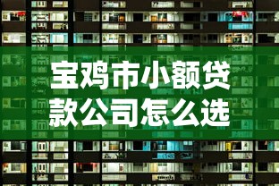 宝鸡市小额贷款公司怎么选？正规平台推荐及额度条件解析