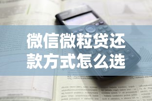 微信微粒贷还款方式怎么选？详细解析哪种更划算