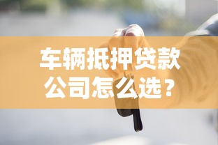 车辆抵押贷款公司怎么选？这些避坑技巧必须懂