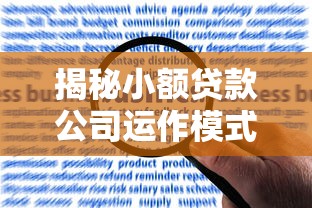 揭秘小额贷款公司运作模式:申请流程与风险控制干货指南 揭秘小额贷款公司运作模式:申请流程与风险控制干货指南