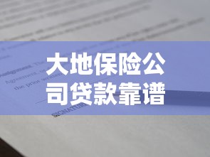 大地保险公司贷款靠谱吗？手把手教你避坑选对方案