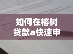 如何在榕树贷款a快速申请借款