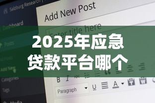 2025年应急贷款平台哪个好下款快又安全