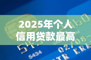2025年个人信用贷款最高额度是多少哪些银行可以贷到100万